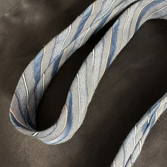 Vintage Van Gogh Blue Striped Necktie 80s 90s Pin Striped - Picture 7 of 16